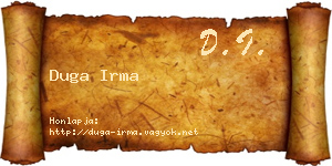 Duga Irma névjegykártya